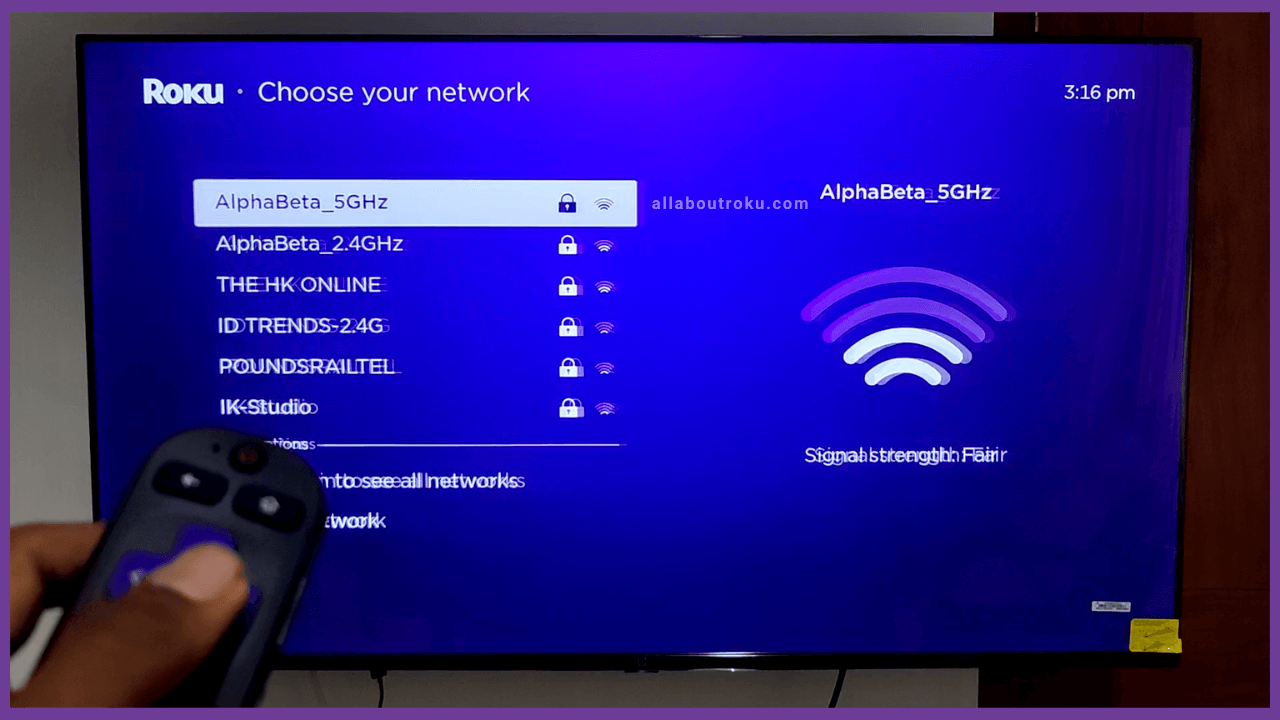 Choose the WiFi network name