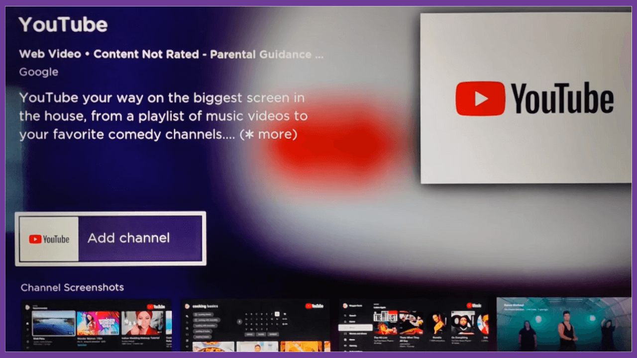 Click on Add Channel to Listen to YouTube Music on Roku