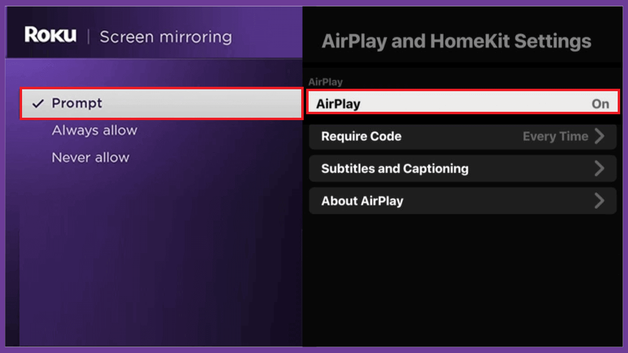 Click on Prompt or enable AirPlay