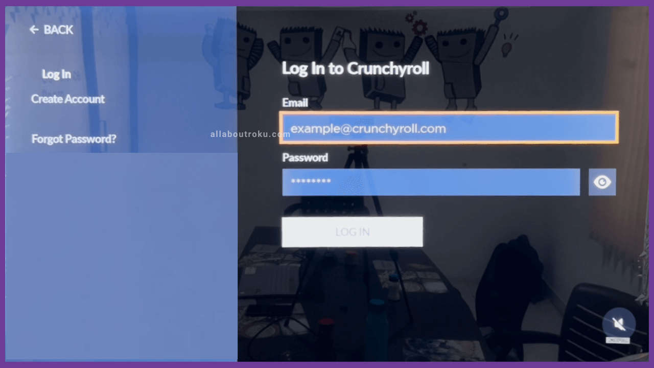 Enter Account Credentials on Crunchyroll