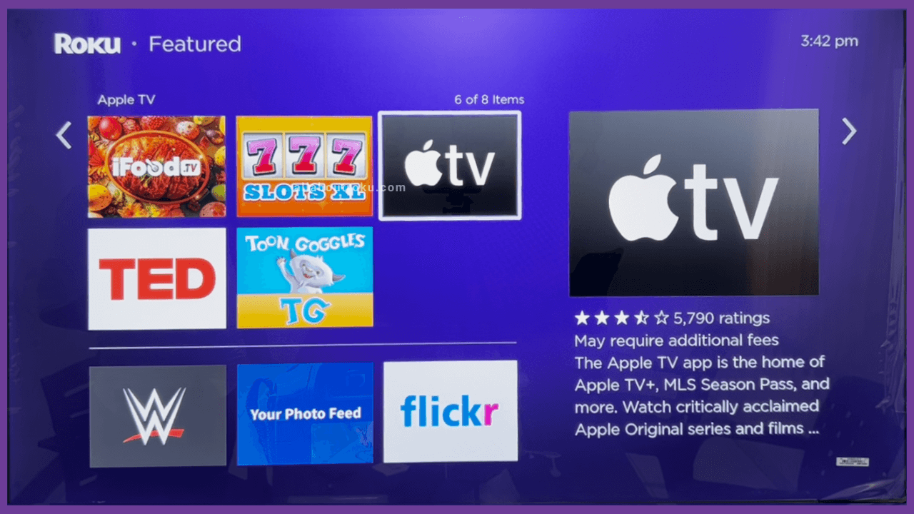 Select the Apple TV App to Install Apple TV on Roku